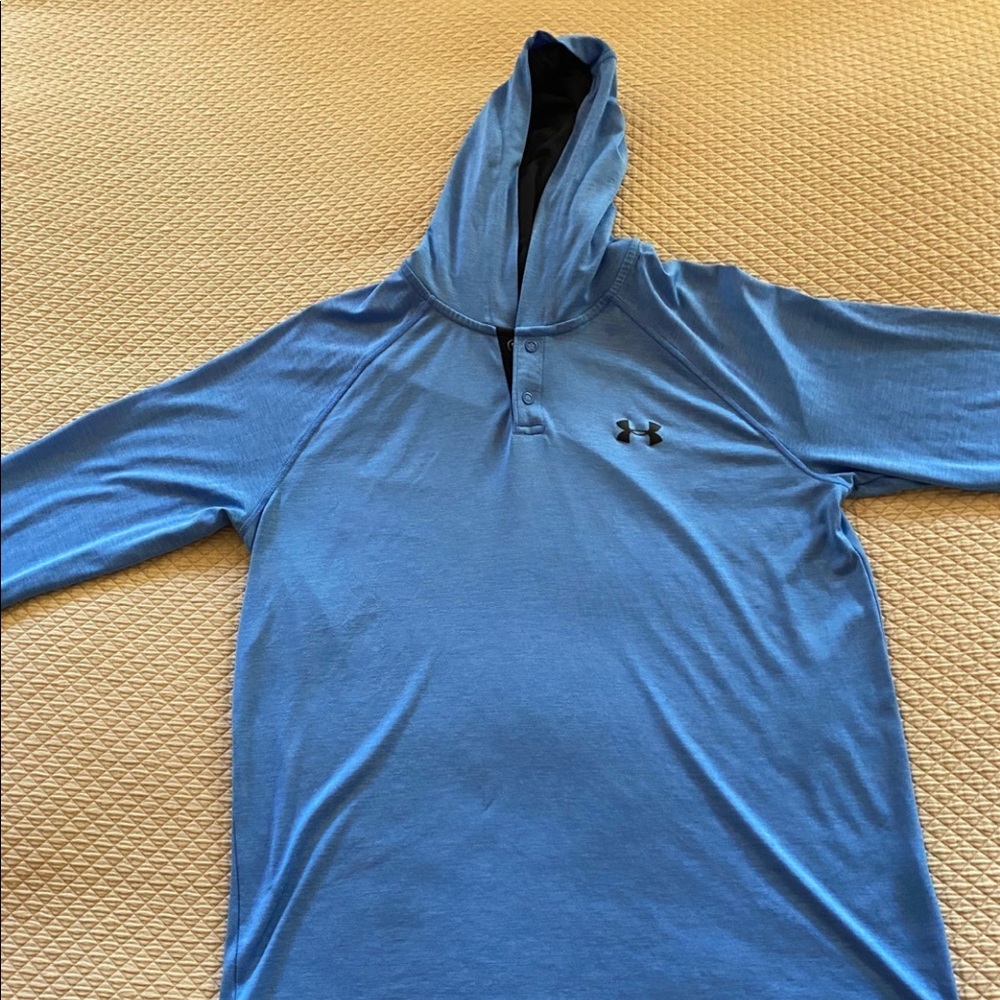 Men's Under Armour Hoodie 1/4 Snap Buttons Long Sleeve Loose Fit Medium